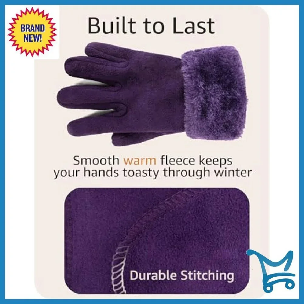 Women's Fleece Winter Hat and Glove Set - Warm Plush Polyester Accessories